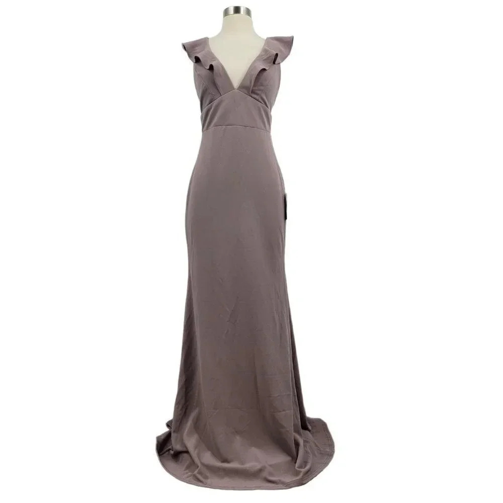 Lulu's Women's Vivid Imagination Cutout Maxi Dress in Gray Lavender Size S NWT